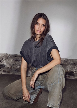 Romie acid pleat tee Black Acid Wash HAUTE L\'AMITIÈ